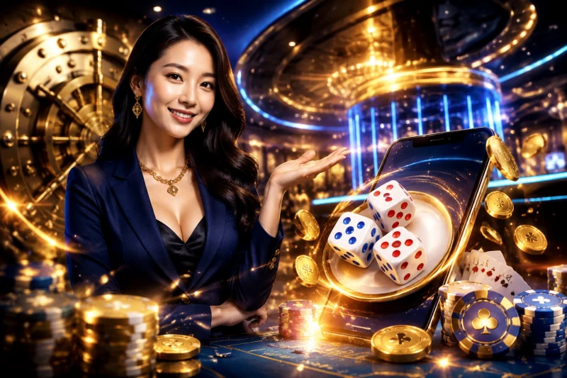 Ba viên xúc xắc tượng trưng cho trò chơi Xí Ngầu online và giao diện kỹ thuật số của SV388.
