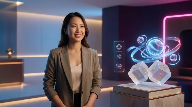 Giao diện holographic minh họa trải nghiệm giải trí trực tuyến cuốn hút