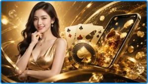 Hình ảnh minh họa cách tính điểm trong ba cây với ba lá bài được cầm trên tay, hiển thị rõ số điểm.