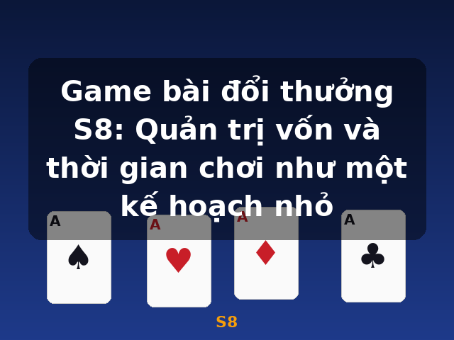 Game bài đổi thưởng S8: Quản trị vốn và thời gian chơi như một kế hoạch nhỏ - S8 Game bài đổi thưởng S8: Quản trị vốn và thời gian chơi như một kế hoạch nhỏ - S8